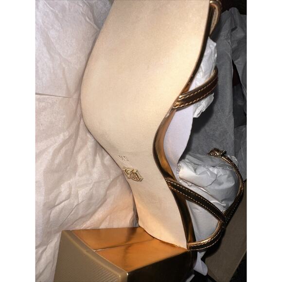 Badgley Mischka Ivanka Strappy Metallic Block Heel 5.5 Women’s - Picture 5 of 6